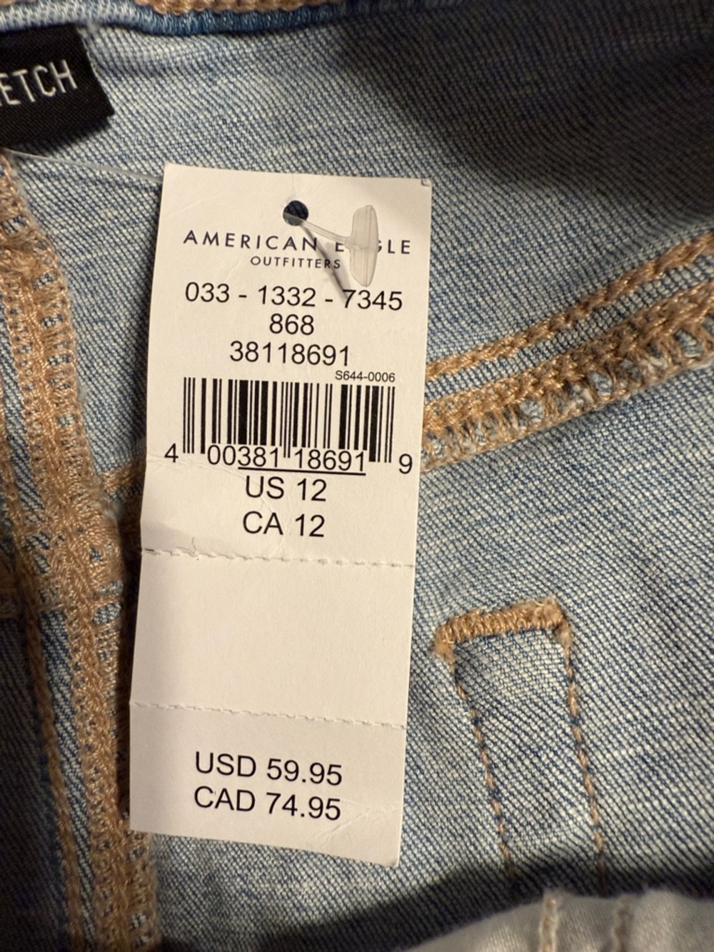 NWT American Eagle 12 Light Wash Distressed Denim Shorts - Picture 3 of 7